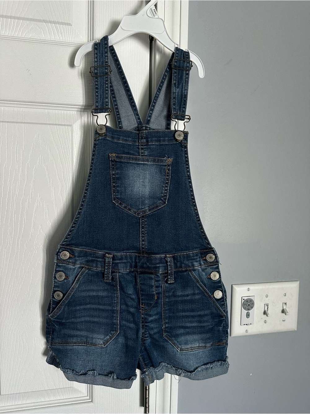 Kids Denim Short Overalls - Dark Blue
